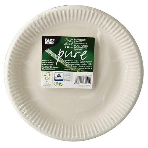PAPSTAR 25 Teller, Pappe "pure" rund weiss