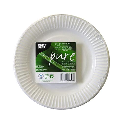 PAPSTAR 25 Teller, Pappe "pure" rund weiss