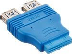 20Pin Motherboard Header auf 2X USB A 3.0 Female Adapter | System-S