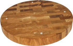 Rundes Stirnholzbrett Eiche ⌀ 35x4cm – Design Hackblock mit Saftrille