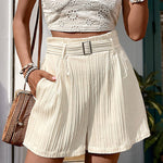 Mode Lässige Damen Plisseeshorts