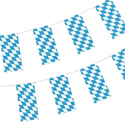 PAPSTAR Flaggenkette Papier, 10 m, schwer entflammbar, Bayrisch Blau | Beutel (1 Stück)