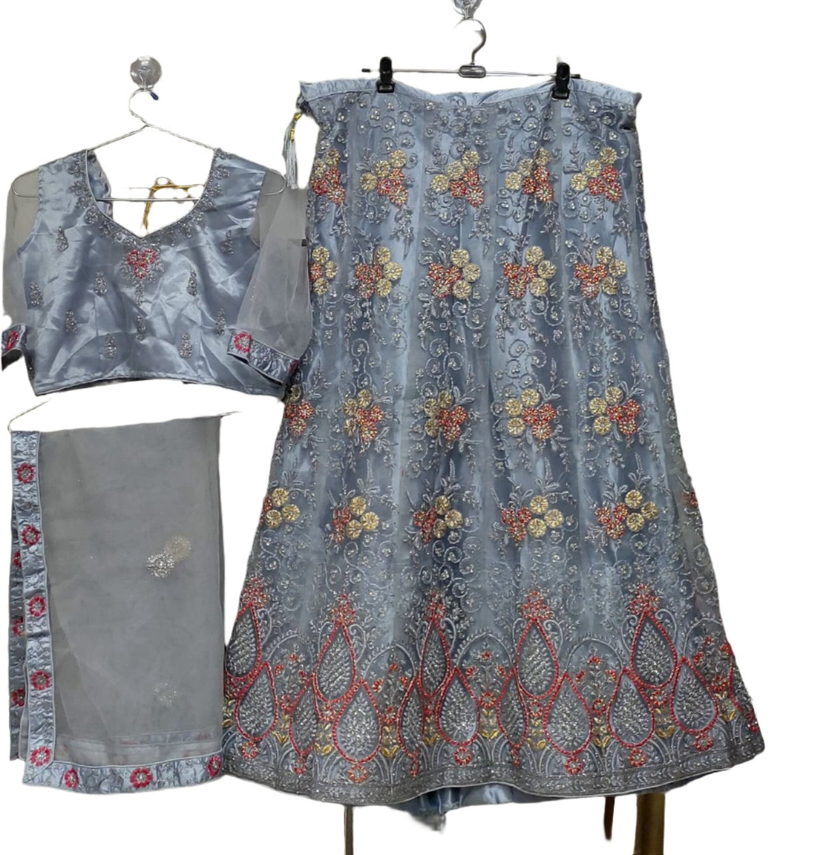 Complete Stitched Embroidered  Lehenga Choli In Germany (Grey)/Bridal Lehenga In Germany