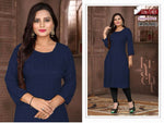 Women Navy Blue Embroidered  with Sequence Chikankari Straight Kurta