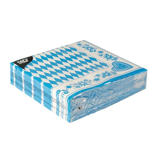 PAPSTAR Servietten 1/4-Falz, 40x40 cm, Bayrisch Blau, 3-lagig | Folie (50 Stück)