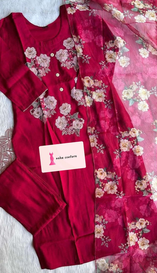 kurti dupatta bottom Dola silk printed set Namma Markt