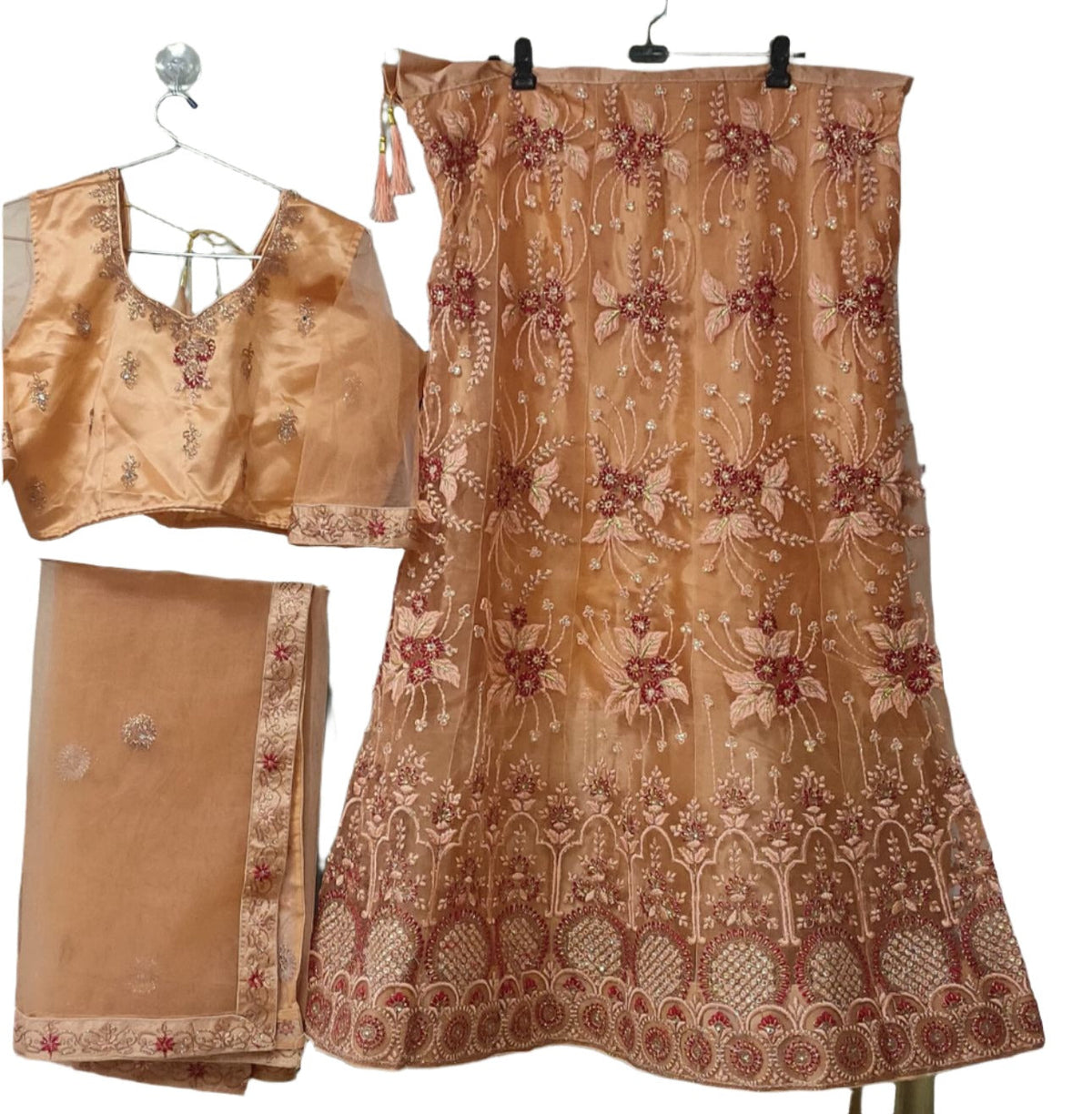 Complete Stitched Embroidered  Lehenga Choli In Germany (Peach)/Bridal Lehenga In Berlin