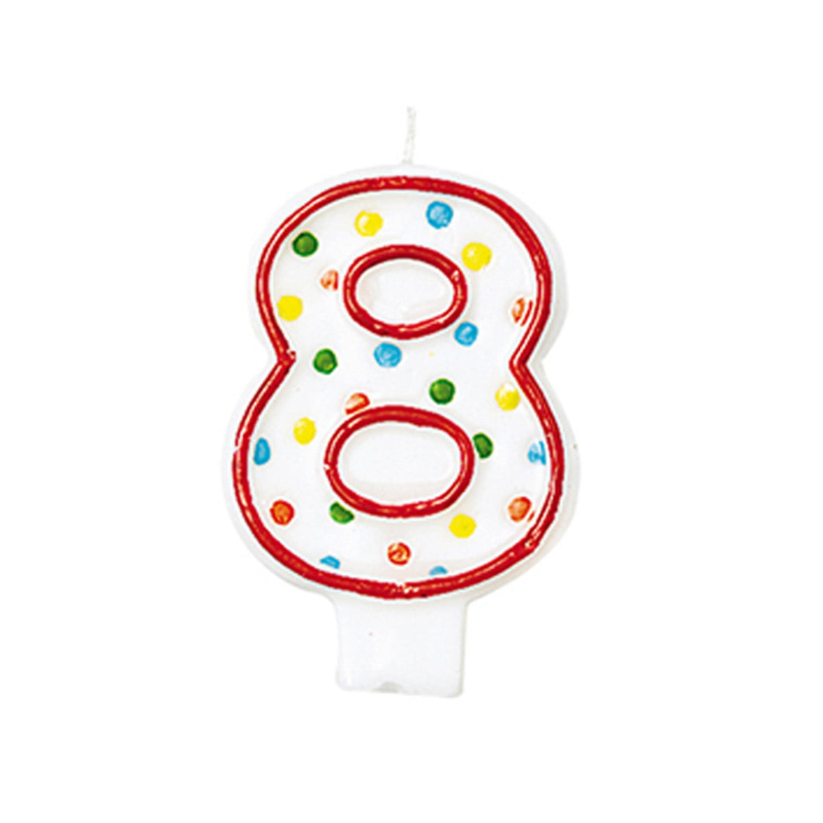 Geburtstagskerze Polka Dots - Bunt | Zahl 8