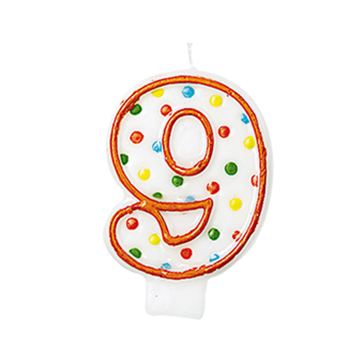 Geburtstagskerze Polka Dots - Bunt | Zahl 9