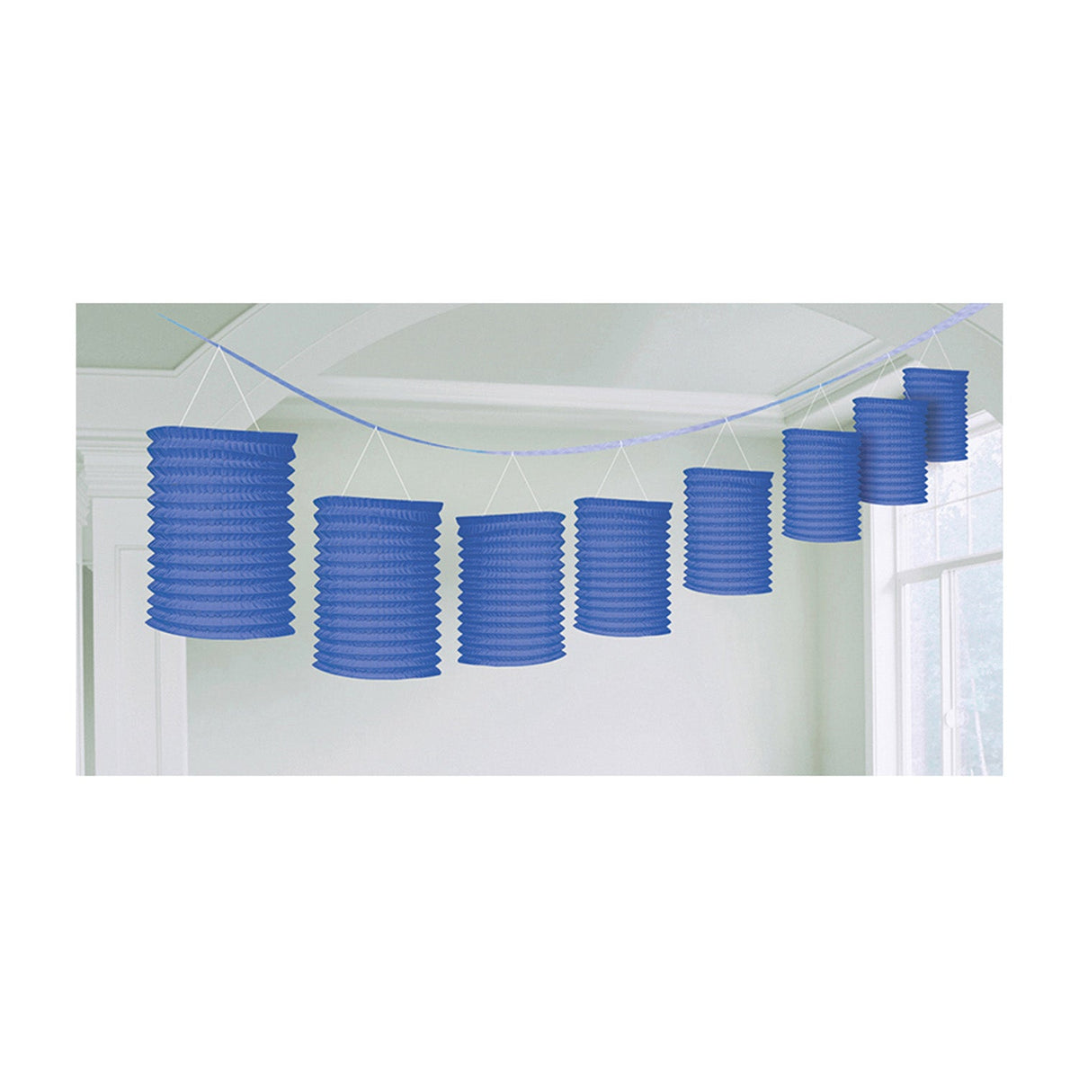Uni Papier-Laternengirlande | 360 cm, Royalblau