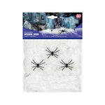 Weißes Spinnennetz 50g mit 3 Spinnen | Halloween Dekoration