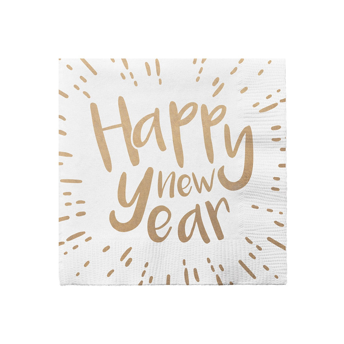 Happy New Year - Servietten | 20 Stück, 33 x 33 cm, Weiß/Gold