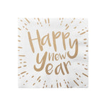 Happy New Year - Servietten | 20 Stück, 33 x 33 cm, Weiß/Gold