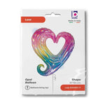 Shape Folienballon "Herz mit Loch" Opal Regenbogen | 94 cm