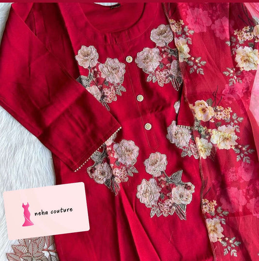 kurti dupatta bottom Dola silk printed set Namma Markt