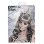 Halloween Perücke Damen "Ghost Unicorn mit Einhorn" | Grau