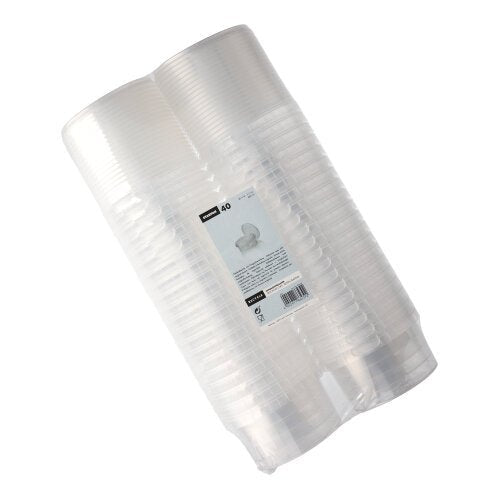 Starpak 40 Feinkostbecher, PP 480 ml Ø 11,8 cm · 7 cm transparent mit Originalitätsverschluss | Schrumpffolie (40 Stück)