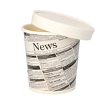 Starpak 50 Snackbecher, Pappe "To Go" rund 470 ml Ø 9,9 cm · 9,9 cm "Newsprint" | Folie (50 Stück)