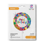 18"/Ø46cm Folienballon Dots "Happy Birthday" Holo