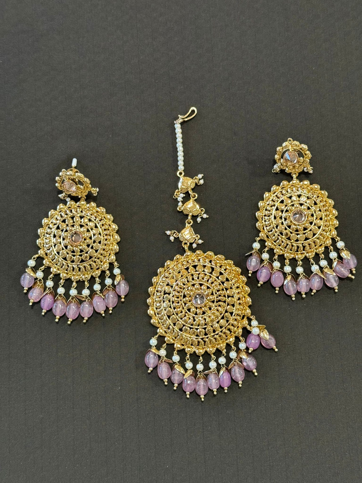 High Quality Designer Mang Tikka With Earrings