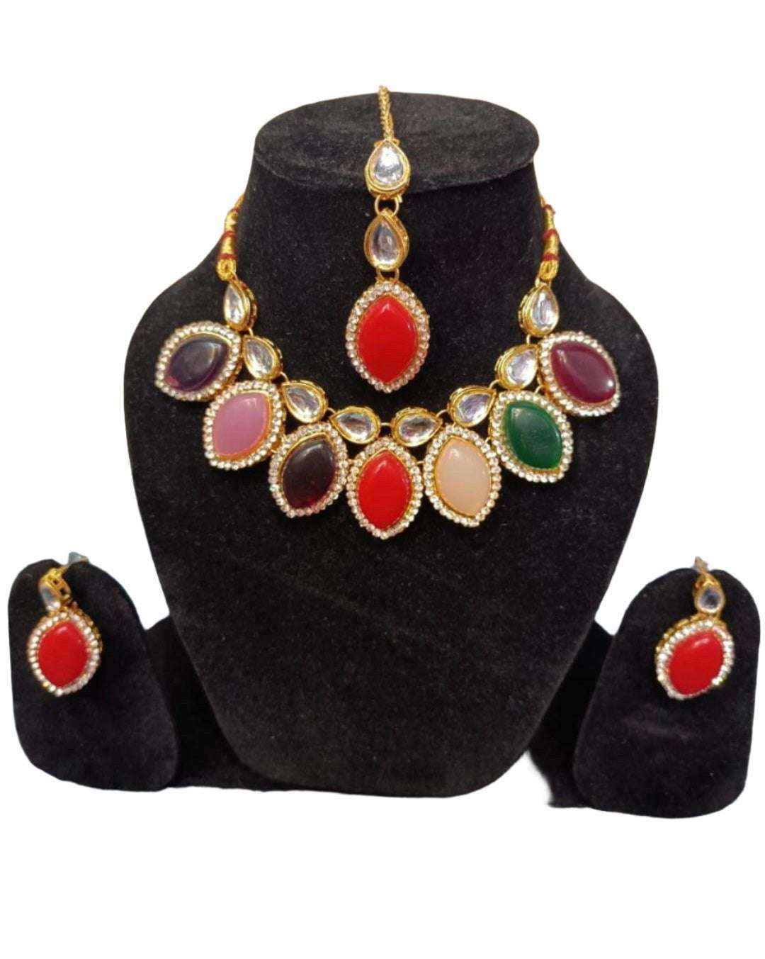 Gold Plated Pearl Kundan Beaded Chandbali Earrings for Women