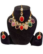 Gold Plated Pearl Kundan Beaded Chandbali Earrings for Women