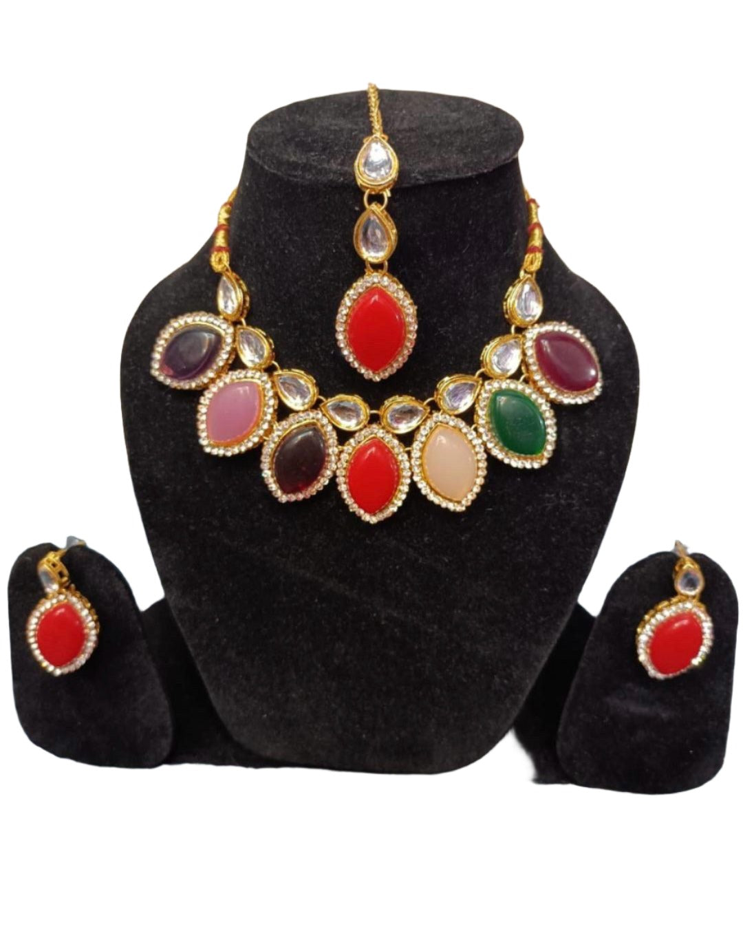 Gold Plated Pearl Kundan Beaded Chandbali Earrings for Women