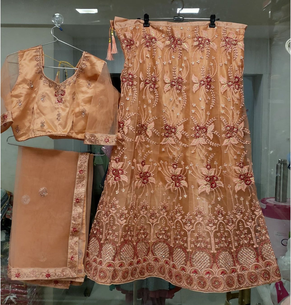 Complete Stitched Embroidered  Lehenga Choli In Germany (Peach)/Bridal Lehenga In Berlin
