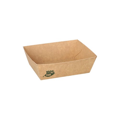 PAPSTAR 80 Snacktrays, Pappe "pure" braun "100% Fair"