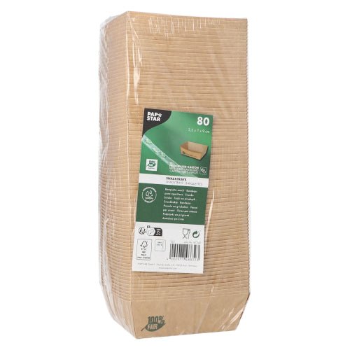 PAPSTAR 80 Snacktrays, Pappe "pure" braun "100% Fair"