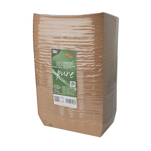 PAPSTAR 80 Snacktrays, Pappe "pure" braun "100% Fair"