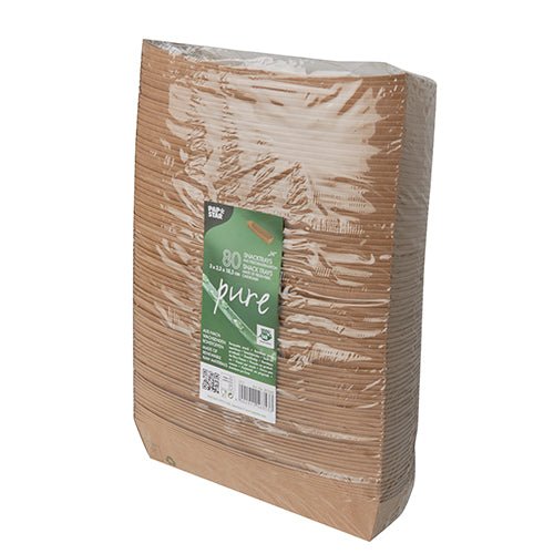 PAPSTAR 80 Snacktrays, Pappe "pure" braun "100% Fair"