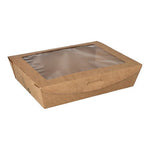 PAPSTAR 40 Feinkostboxen, Pappe mit Sichtfenster aus PLA "pure" eckig braun "100% Fair"
