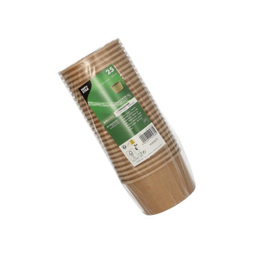 PAPSTAR Suppenbecher rund, 230 ml, braun, ideal für Suppen und Snacks | Folie (25 Stück)
