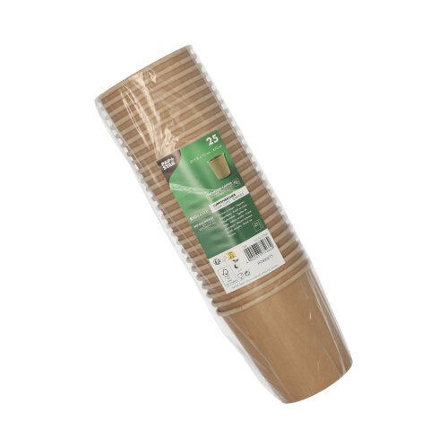 PAPSTAR Suppenbecher rund, 9,8 cm, braun, ideal für Suppen | Folie (25 Stück)