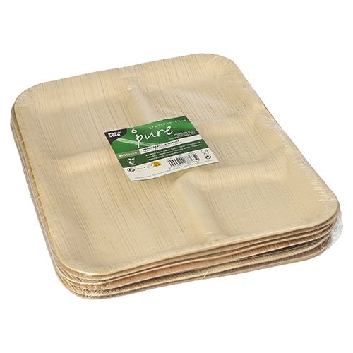 PAPSTAR 6 Teller, Palmblatt "pure" 5-geteilt