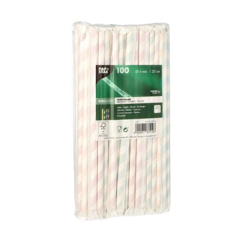 PAPSTAR 100 Trinkhalme, Papier Ø 6 mm