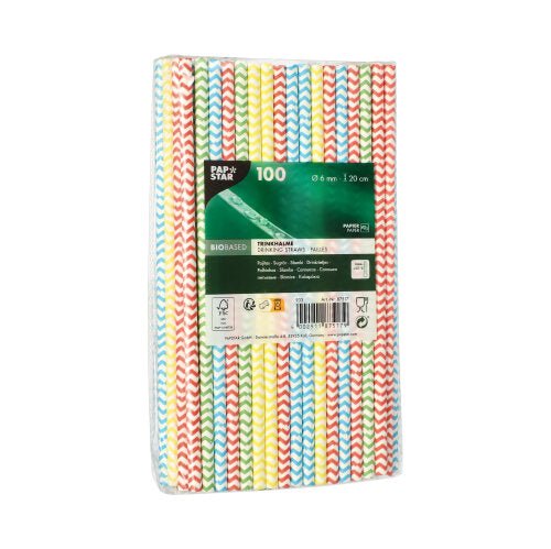 PAPSTAR 100 Trinkhalme, Papier Ø 6 mm