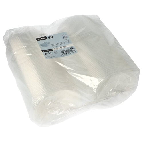 Starpak 50 Verpackungsbecher mit Klappdeckeln, PP transparent 8-eckig