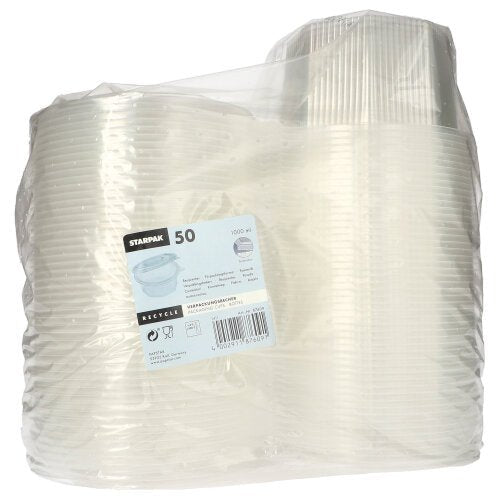 Starpak 50 Verpackungsbecher mit Klappdeckeln, PP transparent 8-eckig
