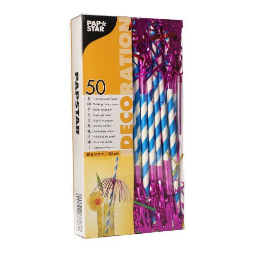 PAPSTAR 50 Trinkhalme, Papier Ø 6 mm · 20 cm