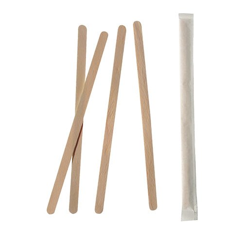 PAPSTAR 1000 Rührstäbchen, Holz "pure", einzeln gehüllt