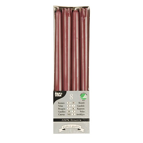 PAPSTAR 8 Leuchterkerzen Ø 2,2 cm · 25 cm aus 100 % Stearin