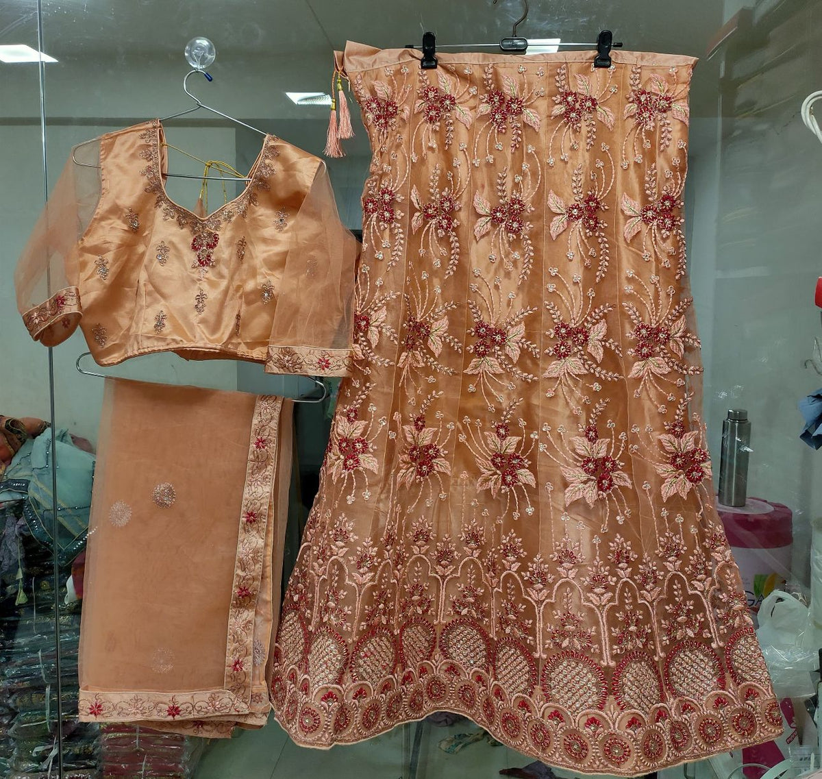 Complete Stitched Embroidered  Lehenga Choli In Germany (Peach)/Bridal Lehenga In Berlin