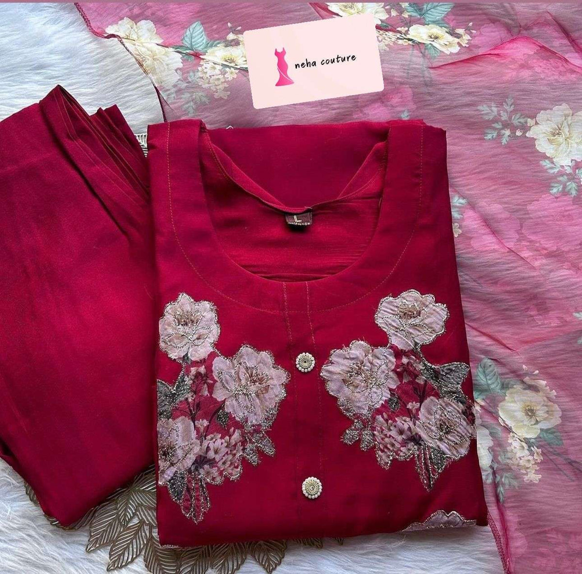 kurti dupatta bottom Dola silk printed set