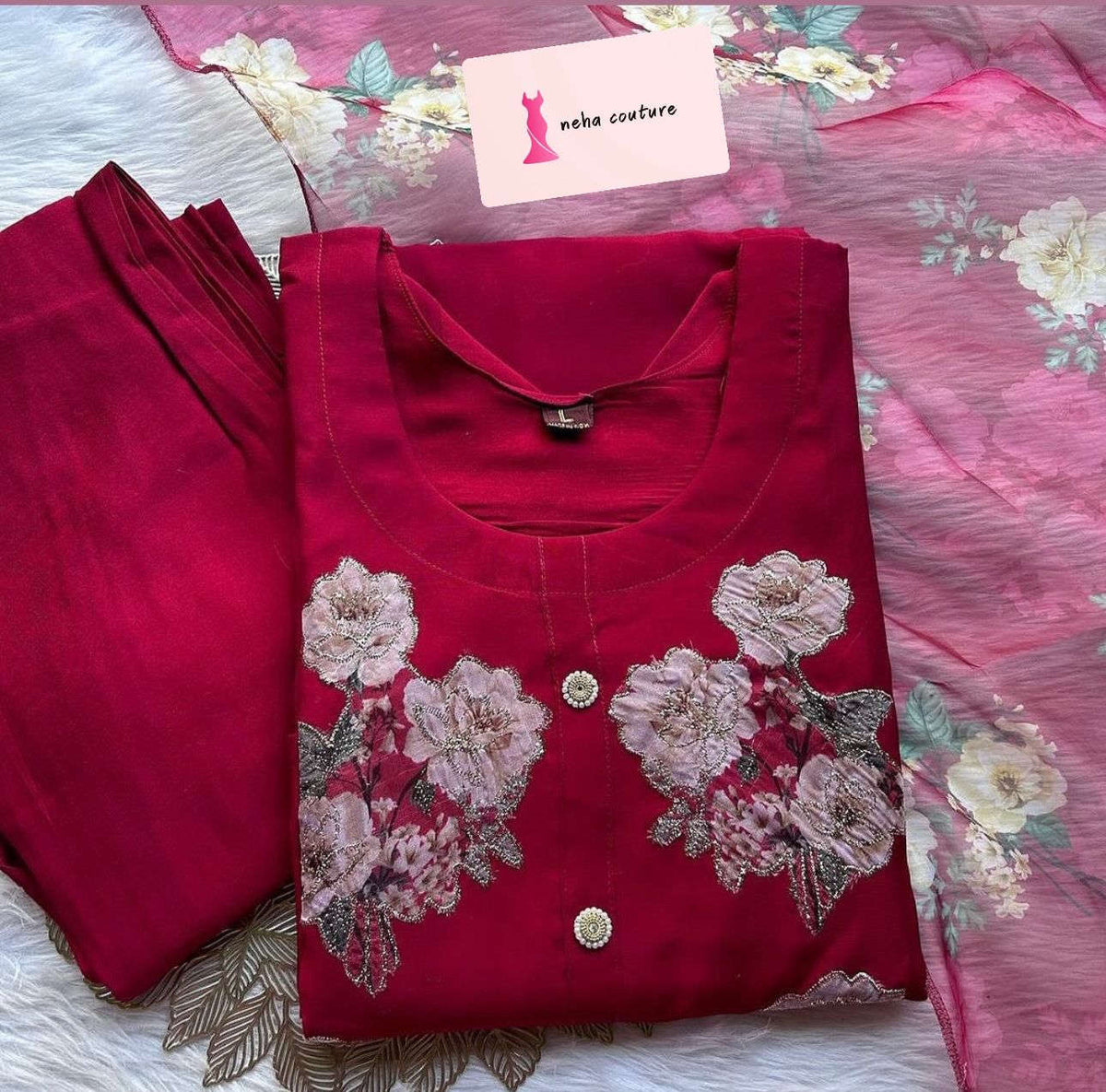 kurti dupatta bottom Dola silk printed set Namma Markt