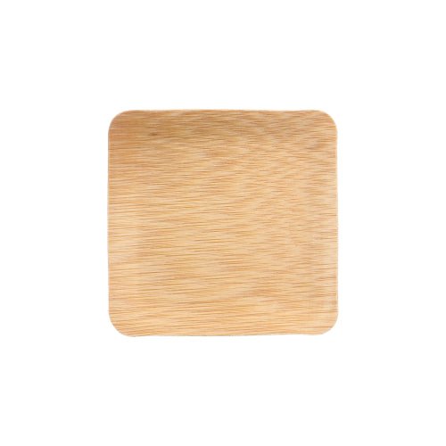 PAPSTAR Fingerfood Teller Bambus "pure" eckig 8,5 cm | Schrumpffolie (10 Stück)
