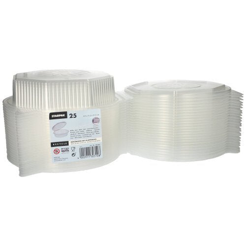 Starpak 25 Menüboxen mit Klappdeckeln, PP transparent 8-eckig - 5,9 cm x 21,5 cm x 21,5 cm