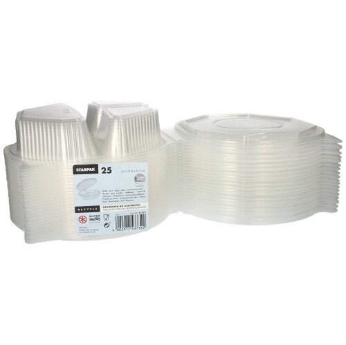 Starpak 25 Menüboxen mit Klappdeckeln, PP transparent 8-eckig - 5,9 cm x 21,5 cm x 21,5 cm