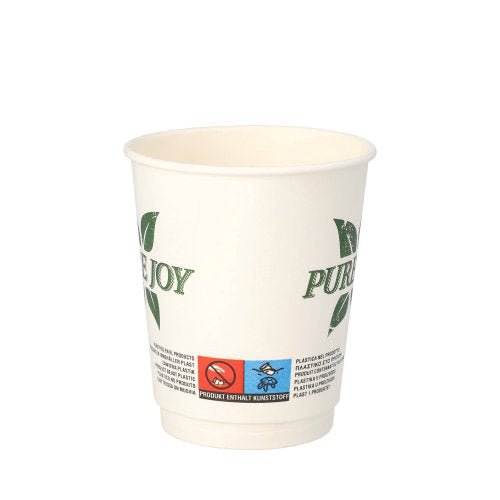 PAPSTAR Trinkbecher doppelwandig, 8 cm, weiß, "Pure Joy" | Folie (20 Stück)